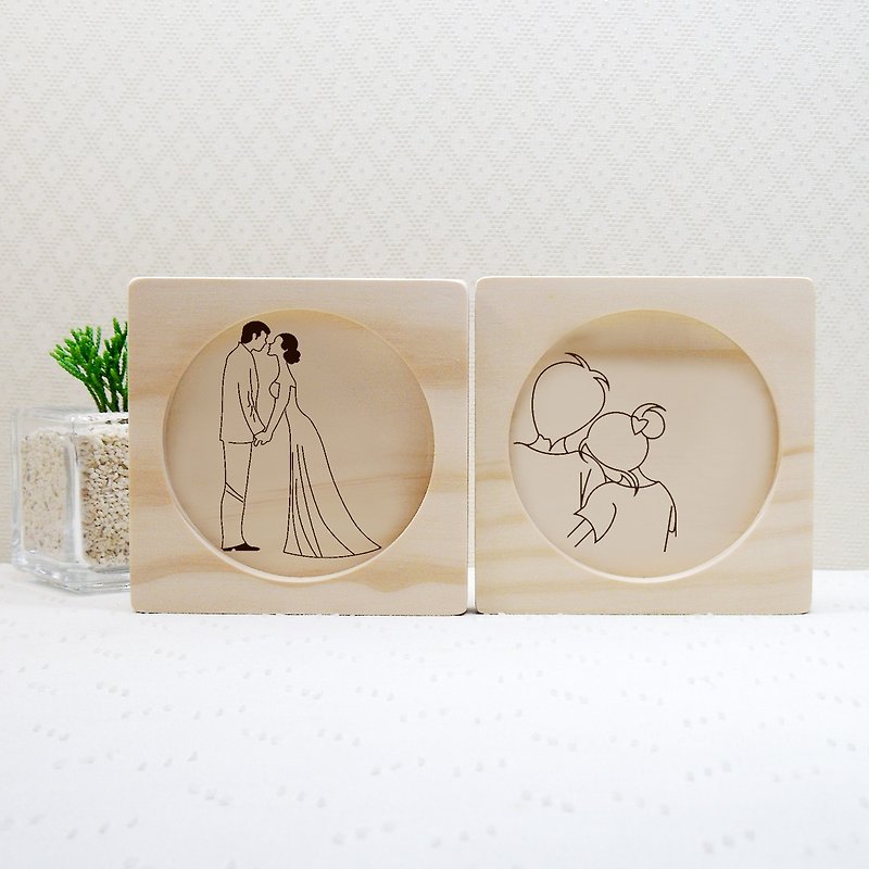 Gifted and Beautiful Wedding Anniversary Wedding Small Objects Bridegroom and Bride Unique Customized Name Blessing - Coasters - Wood Brown