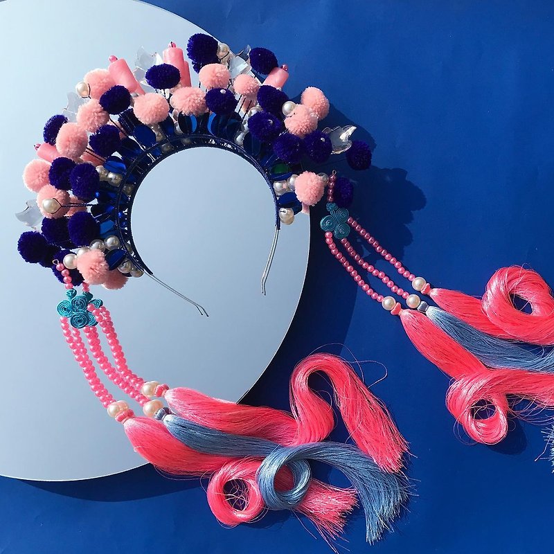 KS headpiece : blue + pink oriental