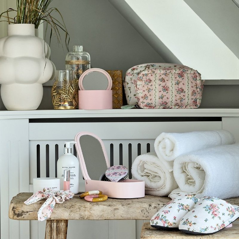 丹麥GreenGate Ava white / 化妝包 / 棉布提袋 / 束口袋 / 共3款 - 化妝包/收納袋 - 棉．麻 粉紅色