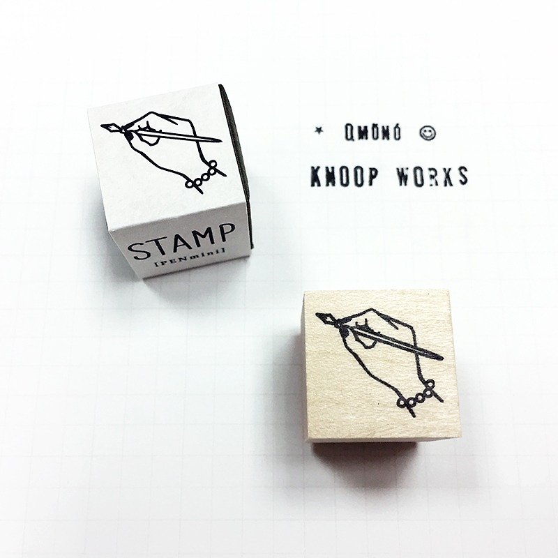 KNOOP WORKS Wooden Stamp (PEN - B) - ตราปั๊ม/สแตมป์/หมึก - ไม้ สีกากี