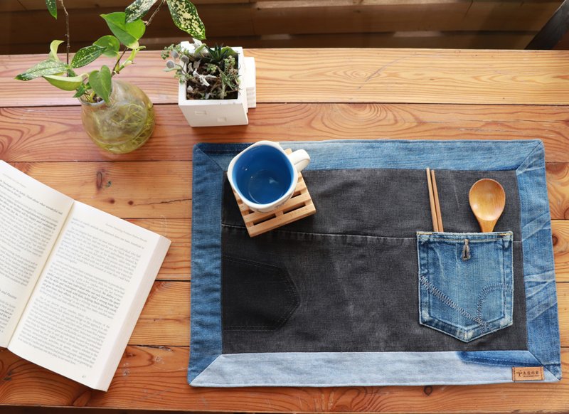 Minimalist Denim Placemat + Industrial Pallet Coaster Shop The Carpenter's House Place Mats