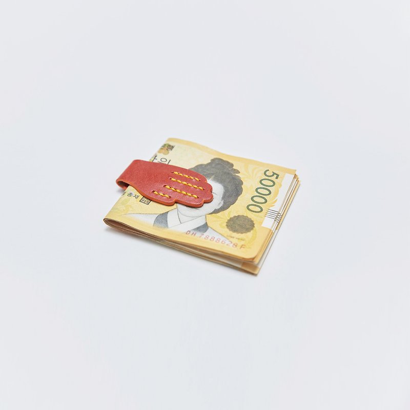 rinLIVING life - Leather Money Clip orange leather money clip card holder - Other - Genuine Leather 
