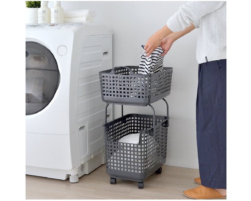 日本Like-it 北歐風可堆疊組合式收納洗衣籃(整組)輪子顏色隨機 - 收納箱/收納用品 - 塑膠 