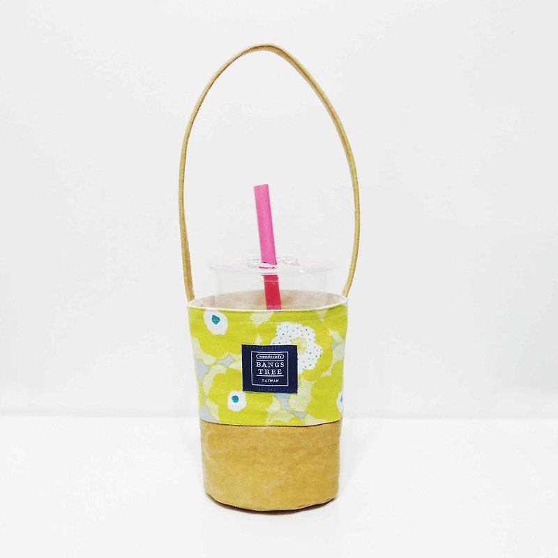 Drink bag - yellow poppies - Beverage Holders & Bags - Cotton & Hemp Yellow