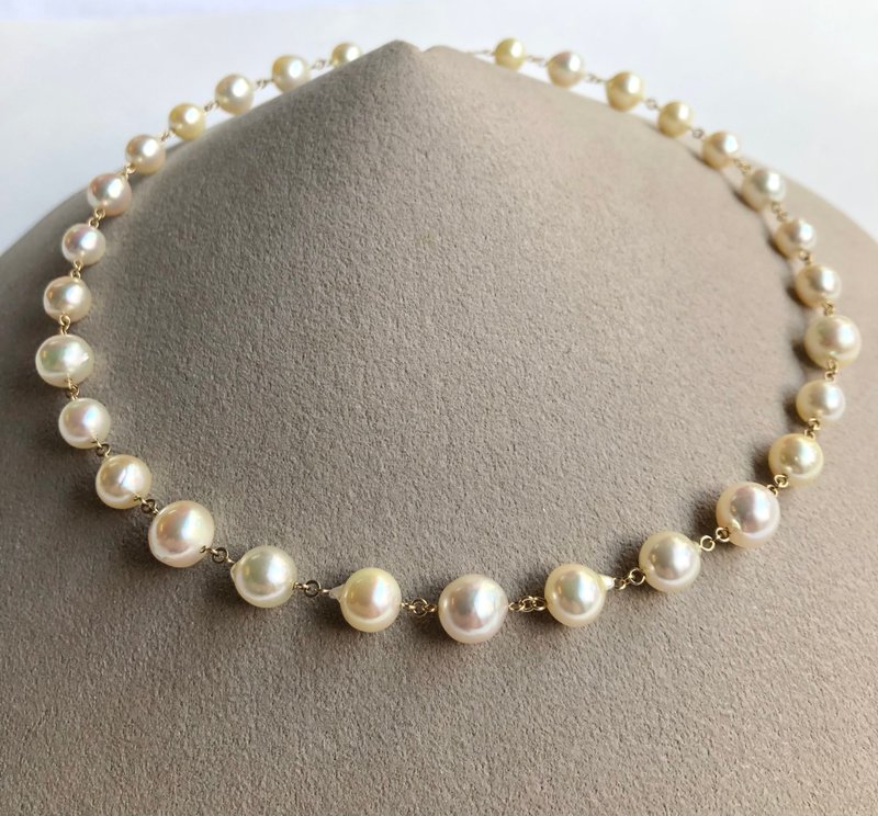 Akoya pearl  necklace baroque pearl K14 sea pearl - Necklaces - Pearl Gold