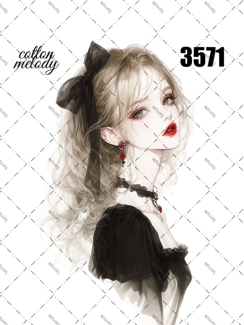 original sticker no.3571 人物ステッカー オリジナルステッカー オリジナル人物ステッカー 装飾ステッカー cotton melody - 貼紙 - 紙 