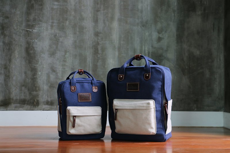 ผ้าฝ้าย/ผ้าลินิน กระเป๋าเป้สะพายหลัง สีน้ำเงิน - BAG PACK :  : NAVY: กระเป๋าสะพาย กระเป๋าเป้