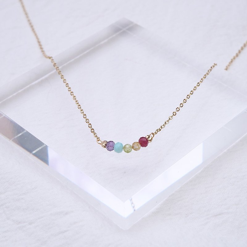 A rainbow falling into the mortal world. Colored Gemstone Light Jewelry Necklace - Bracelets - Semi-Precious Stones Multicolor