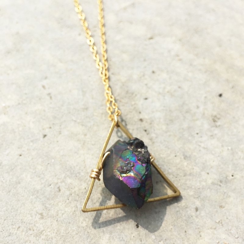 Stardust Symphony geometric triangle crystal necklace Bud - Necklaces - Gemstone Multicolor