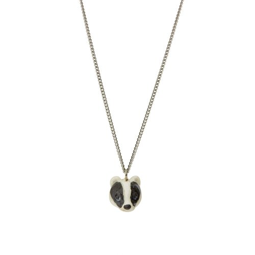 And Mary AndMary 手繪瓷項鍊-獾 禮盒包裝 Tiny Badger Head Necklace