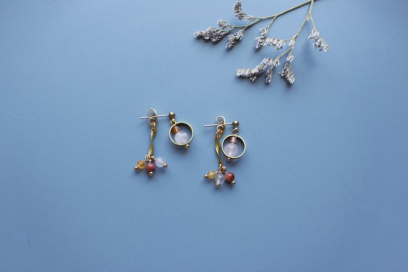 │Small Goldfish │ Earrings - Pink Crystal - Earrings & Clip-ons - Other Metals Pink