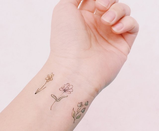 Moheer 15 Small Branch Black Tiny Flower Temporary Tattoos For Women Girl  Floral Lavender Bouquet Fake Tattoos Temporary Realistic Sweet Pea Larkspur  Grass Temp Tatoo Kids Adult Neck Face Hand Sticker :