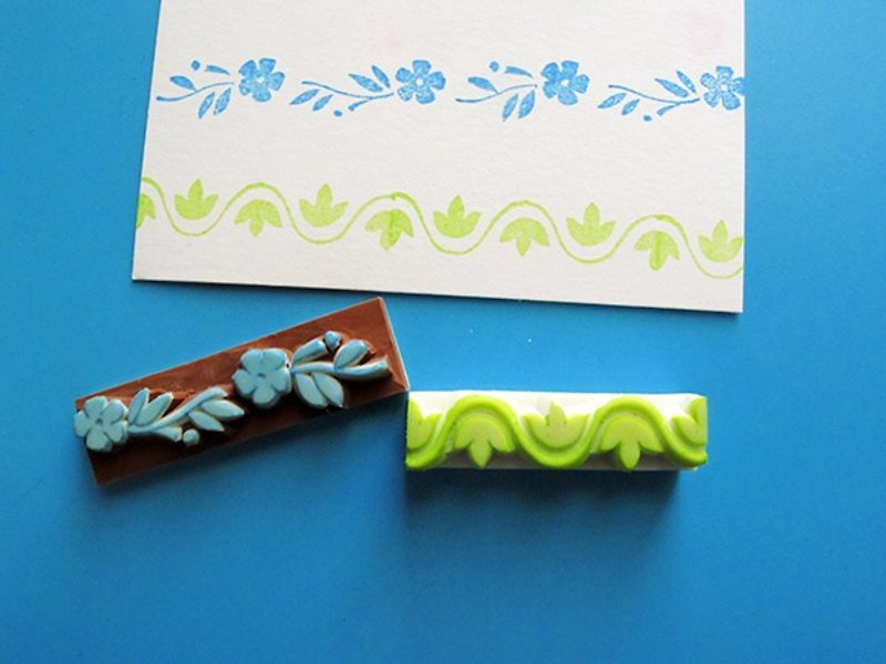 Apu手工章 實用花草花邊印章組 2枚裝 手帳印章 可以单独购买 - 印章/印台 - 橡膠 