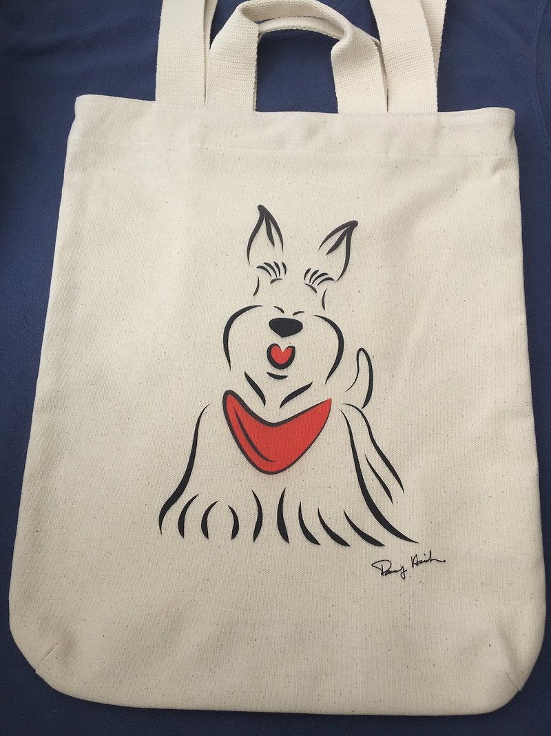 Q Family Dual Canvas Bag Scottish Terrier Duplex - Messenger Bags & Sling Bags - Cotton & Hemp 