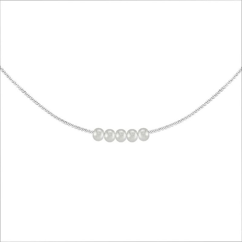 Five Small Bead Ball Steel Necklace-Steel - สร้อยคอ - สแตนเลส 