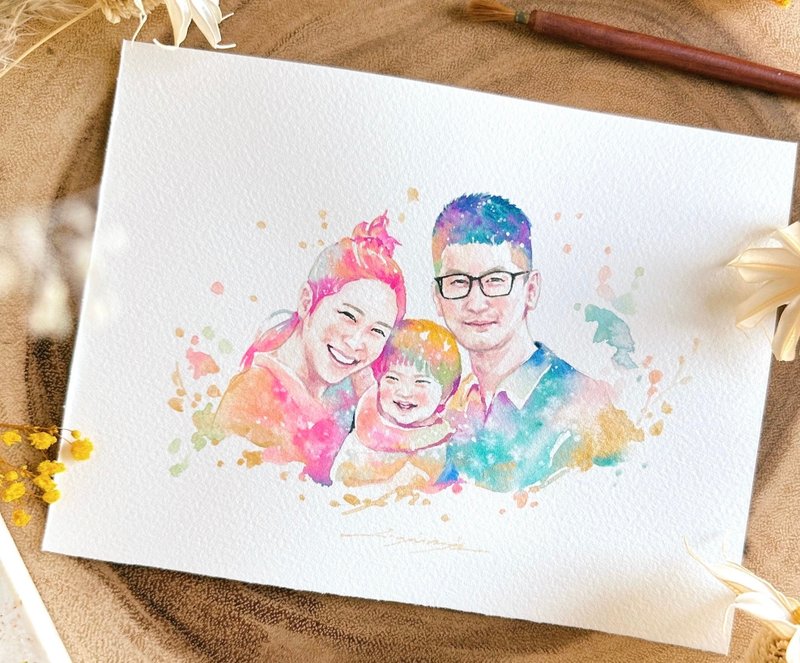 Custom Watercolor Wedding Portrait | Wedding Gift | Lovers | Couple Portrait - ภาพวาดบุคคล - กระดาษ สีส้ม