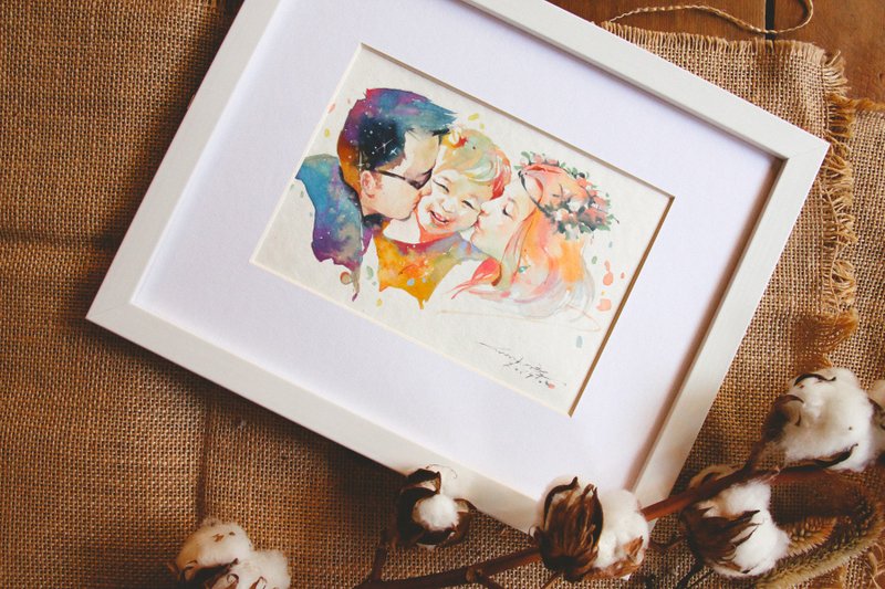 Custom Watercolor Wedding Portrait | Wedding Gift | Lovers | Couple Portrait - Customized Portraits - Paper Orange