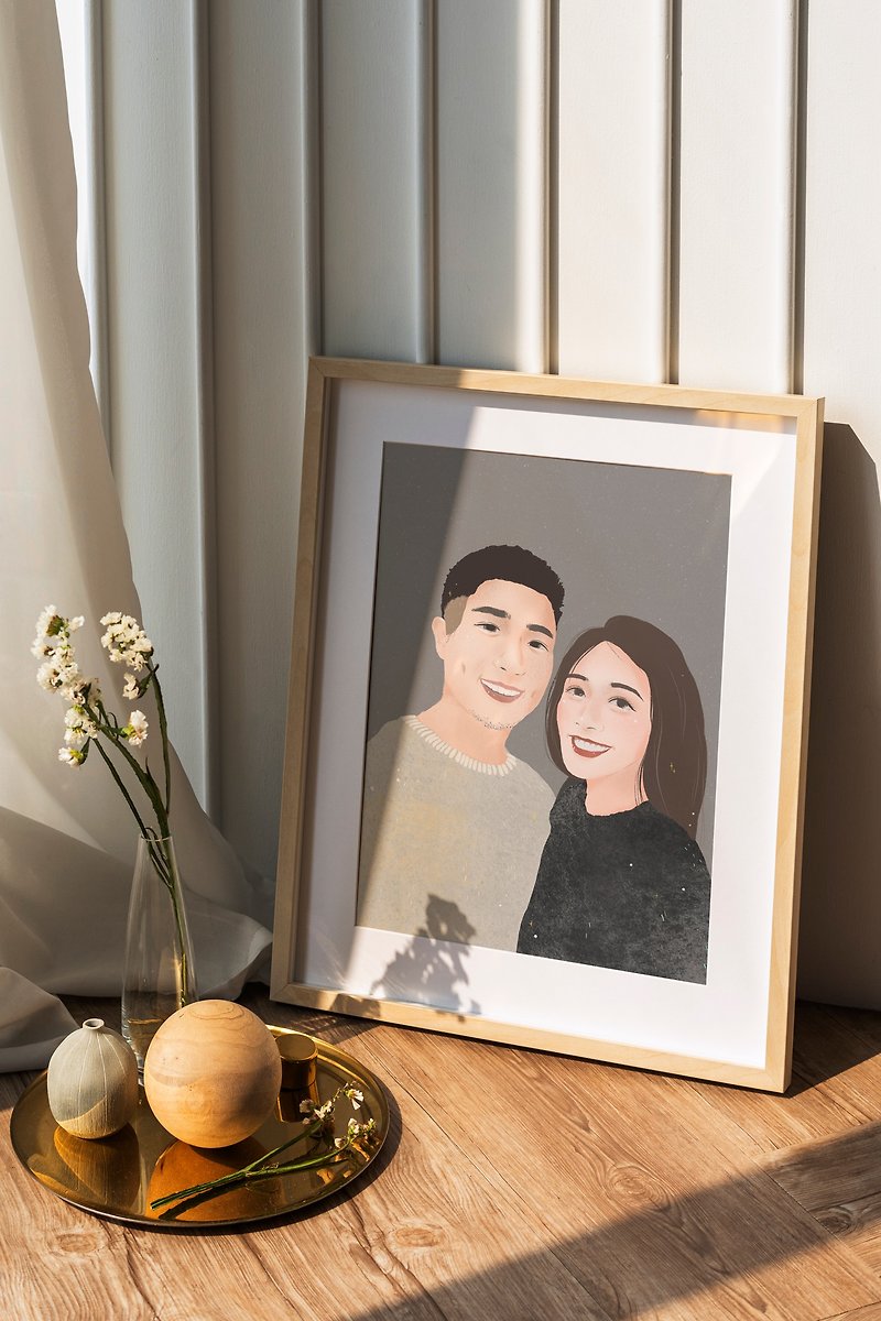 **Offering**[Customized service] Illustrated portrait service for exquisite couples/girlfriends - Illustration, Painting & Calligraphy - Other Materials 