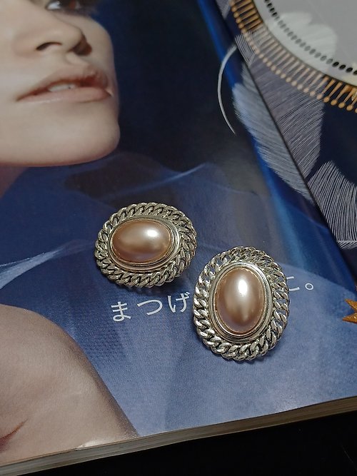 老時光製造所 vintage jewelry 亮粉華麗風格夾式耳環