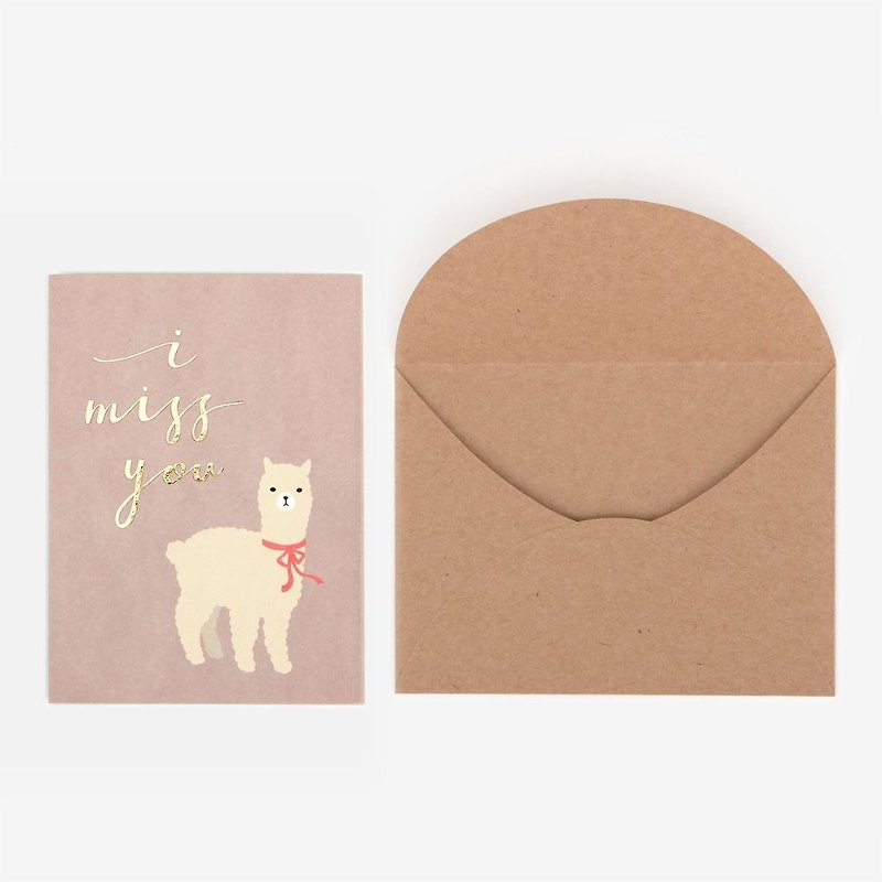 森林物語卡片信封組-04 羊駝,E2D46336 - 卡片/明信片 - 紙 粉紅色