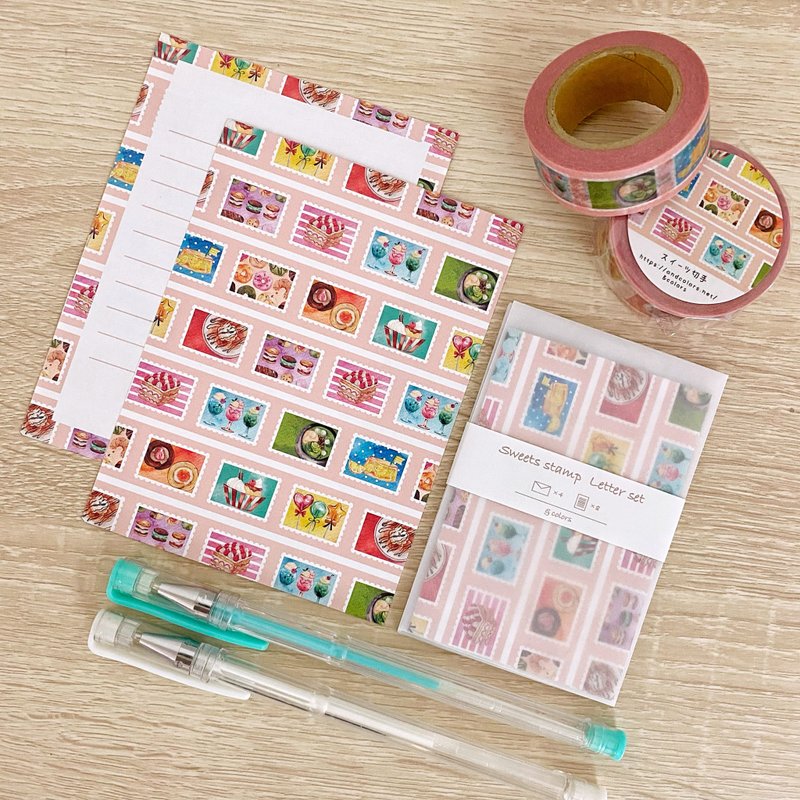 スイーツ切手ミニレターセット - 信封/信紙 - 紙 多色
