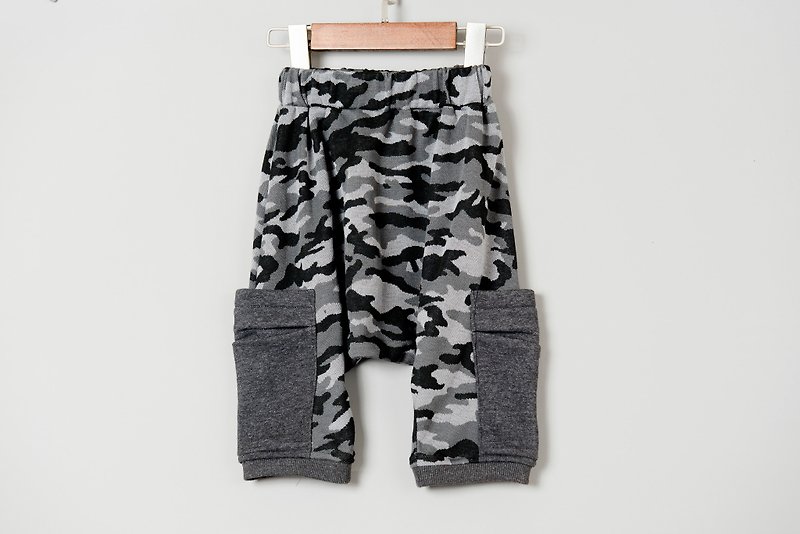Squirrel pants - iron gray camouflage hand made non-toxic squirrel pants children's clothing children infant newborn - Pants - Cotton & Hemp Gray