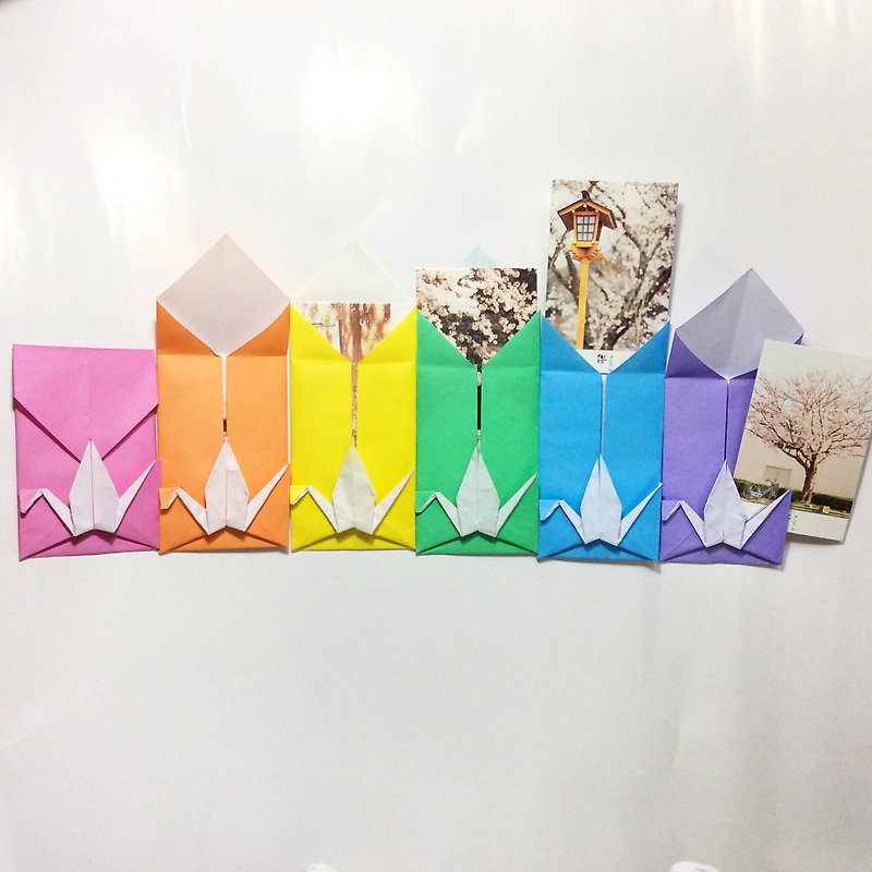 カード封筒グリーティング手折り畳まれた折り鶴 - カード・はがき - 紙 多色