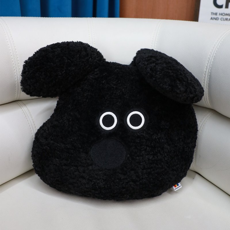 PAPA.GO.PAPA Piz Poodle Puppy Pluffy Cushion(Black) - หมอน - เส้นใยสังเคราะห์ สีดำ