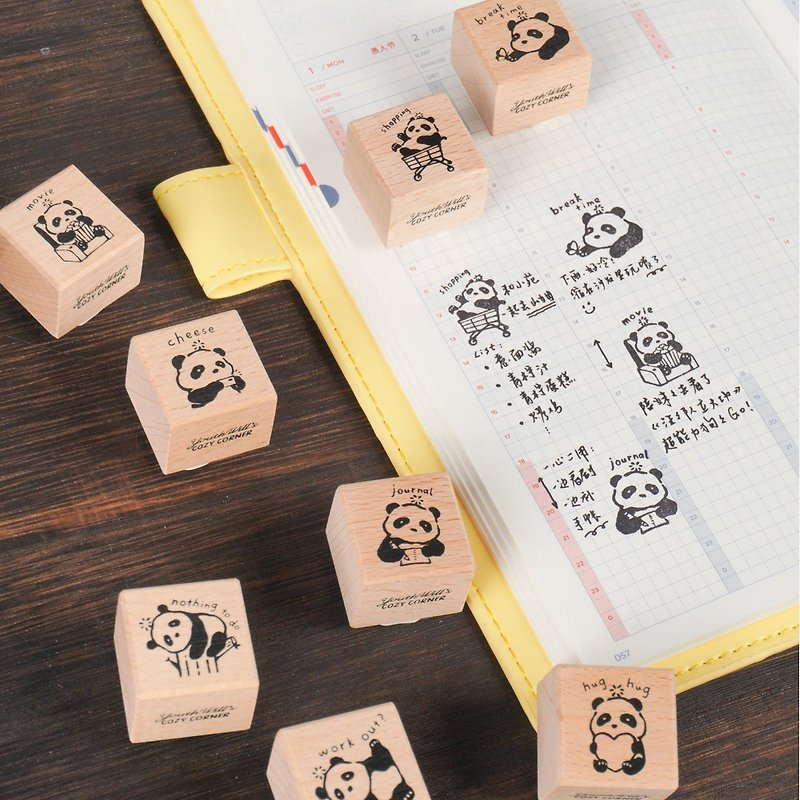 YouthWill Wooden Stamp Panda Theme Handbook Stamp Handbook Daily Life - Stamps & Stamp Pads - Wood Brown