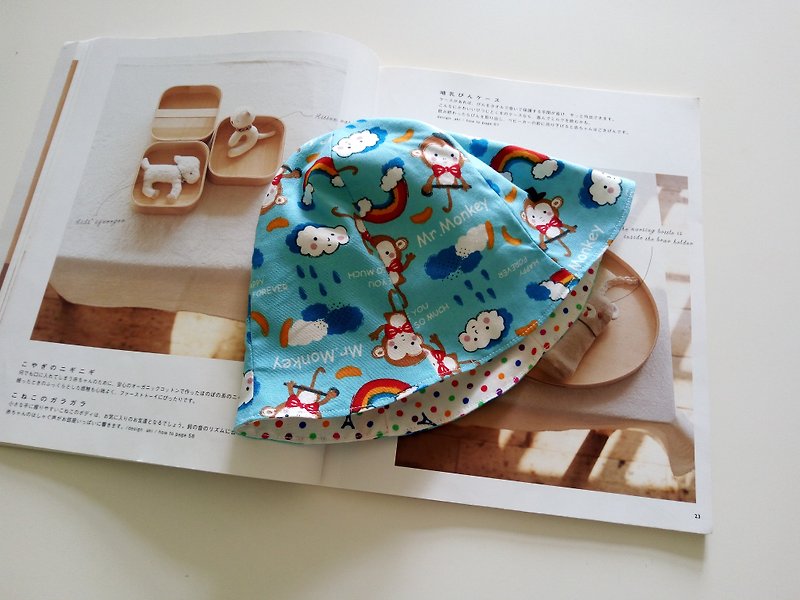 ***DIY材料パッケージ***ミスターモンキーの赤ちゃんの帽子材料パッケージ（一枚の布が切断されているだけで縫製、完了しています） - 編み物/刺繍/羊毛フェルト/裁縫 - コットン・麻 ブルー