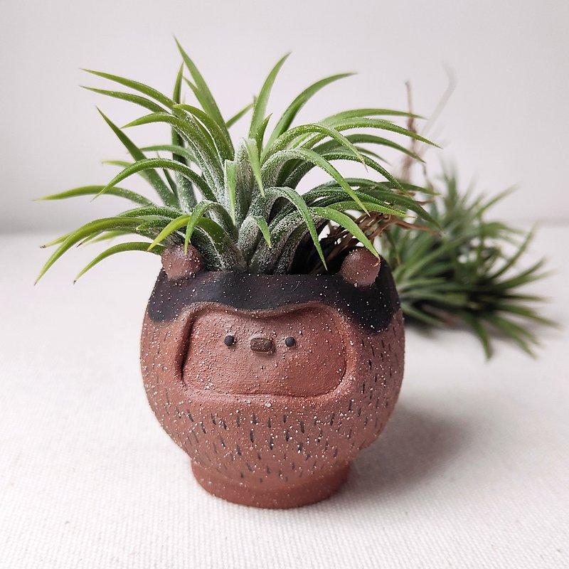 Little brown plant pot. Handmade planter with drainage hole. - เซรามิก - ดินเผา 