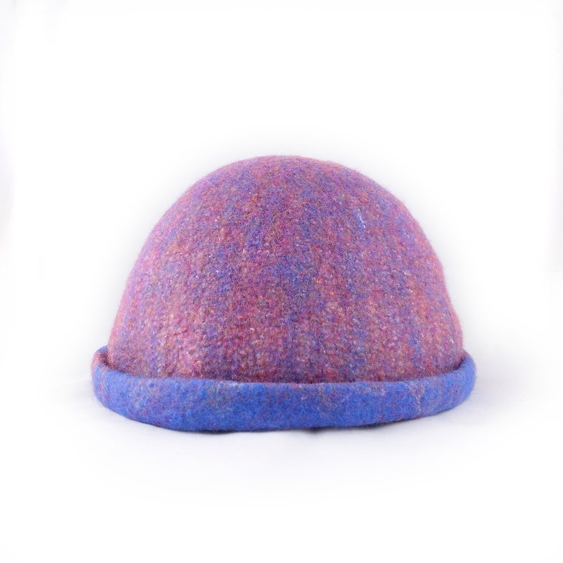 Handmade wool felt wet felt mixed color silk cap / sailor hat - Hats & Caps - Wool Multicolor