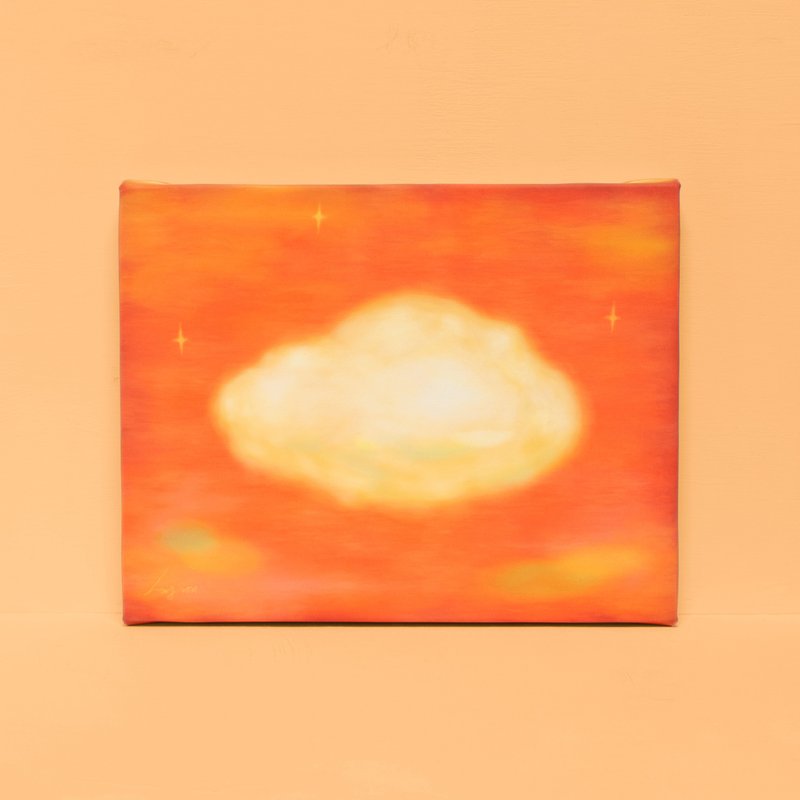 融化在雲裡-掛畫/畫/畫作/裝飾畫/雲朵/天空/夕陽/黃昏/療癒/奇幻 - 海報/掛畫/掛布 - 棉．麻 橘色