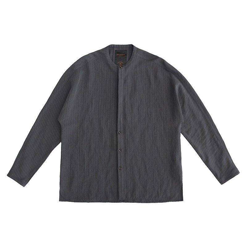 Lakland sleeveless collar loose shirt - เสื้อเชิ้ตผู้ชาย - ผ้าฝ้าย/ผ้าลินิน สีเทา