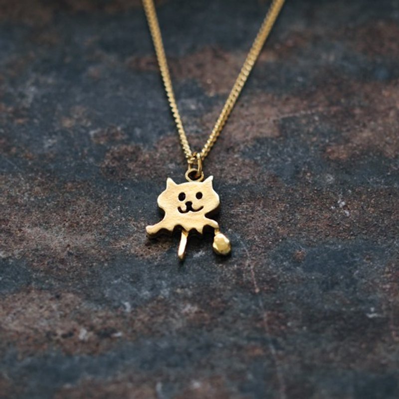 Ghost cat ice cream | Necklace | N453 - Necklaces - Other Metals Gold