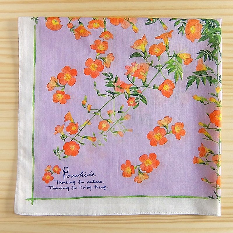 Handkerchief of Chinese trumpet vine - Handkerchiefs & Pocket Squares - Cotton & Hemp Purple