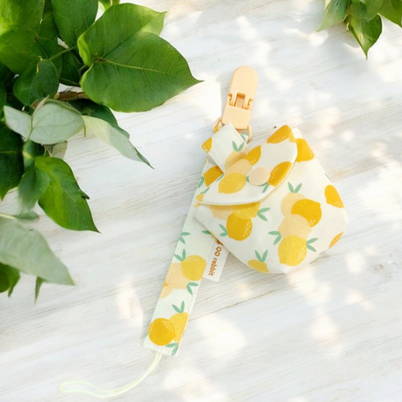 Summer lemon. Pacifier storage bag/ pacifier chain (name can be embroidered) - Baby Bottles & Pacifiers - Cotton & Hemp Yellow