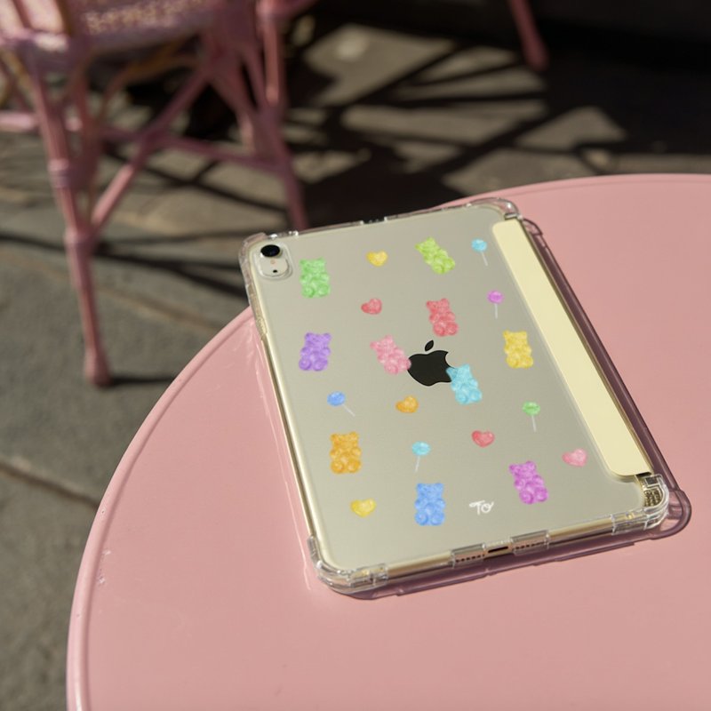 【 Bling Bling小熊橡皮糖】透明磨砂書本式iPad 保護套 - 平板/電腦保護殼/保護貼 - 矽膠 