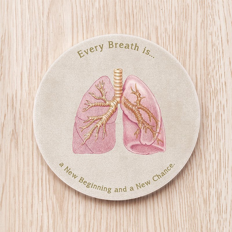 瓷 杯墊 綠色 - 肺臟陶瓷杯墊 解剖 科學 器官 客製 呼吸治療師 醫師 護理師 禮物