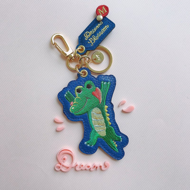鱷魚鑰匙圈 藍色 - 鑰匙圈/鑰匙包 - 繡線 多色