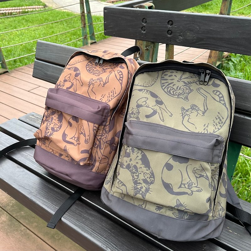 Rolling Cat Backpack - Backpacks - Polyester Multicolor