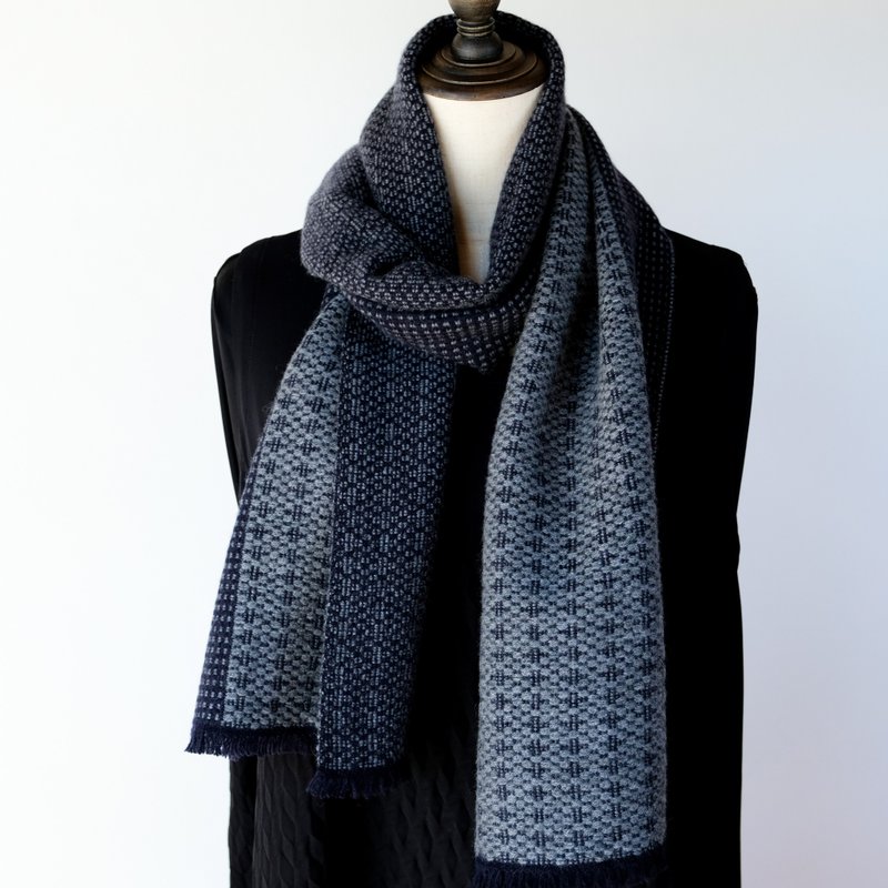 Cashmere Hand-woven 100% cashmere scarf [Junka 06] - ผ้าพันคอถัก - วัสดุอื่นๆ สีเทา