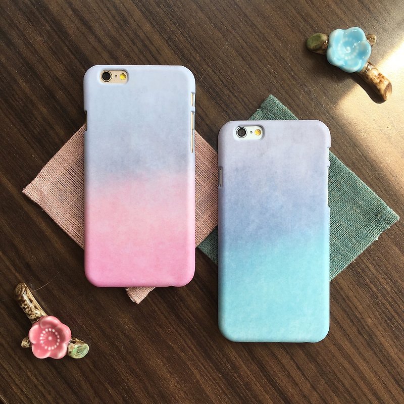 ミント、桜と雪（組み合わせ）-携帯電話ケースハードシェルiPhoneサムスンオッポゼンフォン - スマホケース - プラスチック 多色