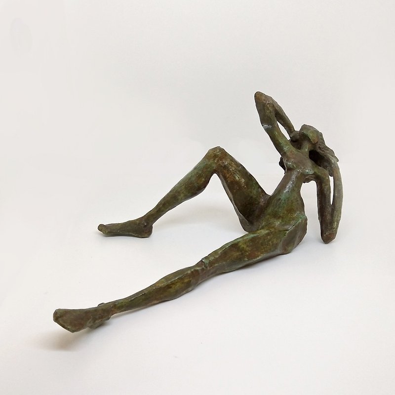 [Collection of Art] IT WAS SO HOT French handmade bronze sculpture | Michel Audiard - ของวางตกแต่ง - ทองแดงทองเหลือง สีเขียว