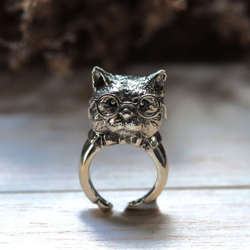 猫环小猫情人礼物动物耳朵纯银波西米亚女人可爱moggy她 - 戒指 - 其他金屬 銀色