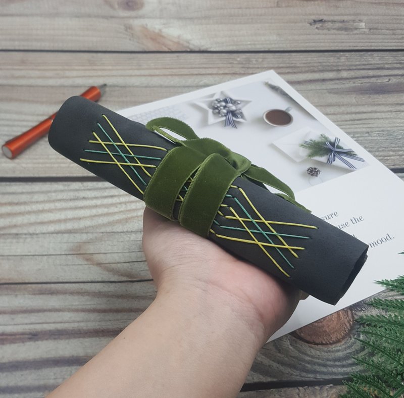 Cross Stitch Binding Journal - French Velvet Ribbon - 筆記本/手帳 - 環保材質 