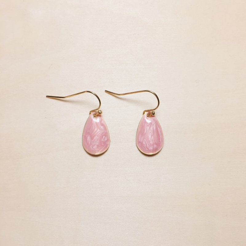 Vintage pink drip glaze drop earrings - Earrings & Clip-ons - Pigment Pink