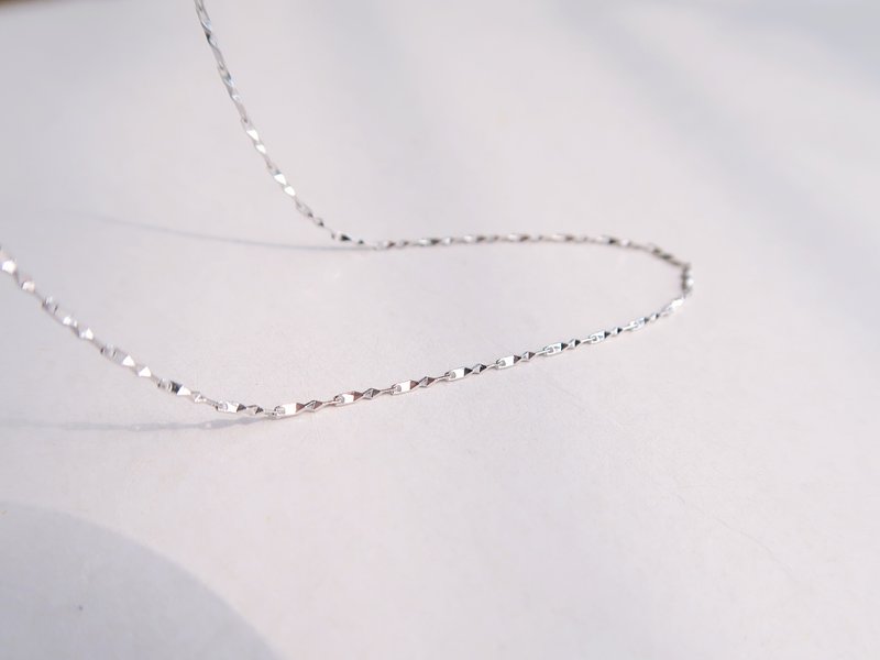 925 sterling silver shining bevel chain sterling silver platinum plated necklace clavicle chain neck chain short chain - สร้อยคอ - เงินแท้ 