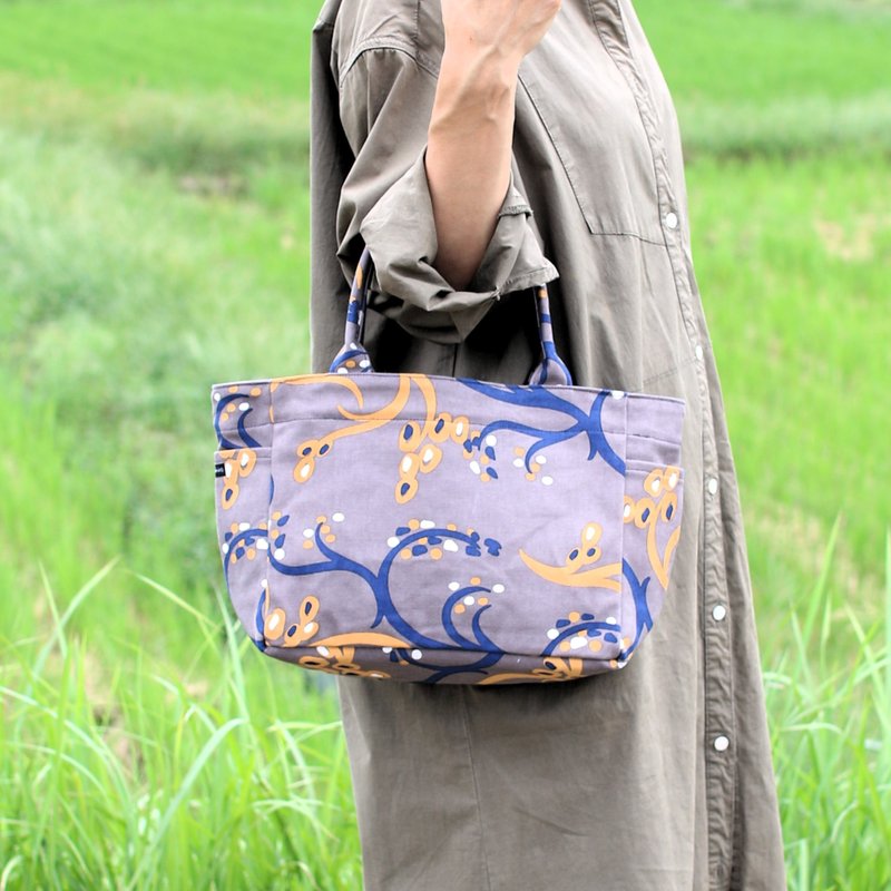 トート　サイドポケットSサイズ  イネ オイシイネ 田んぼ ブラウン - 手提包/手提袋 - 棉．麻 綠色