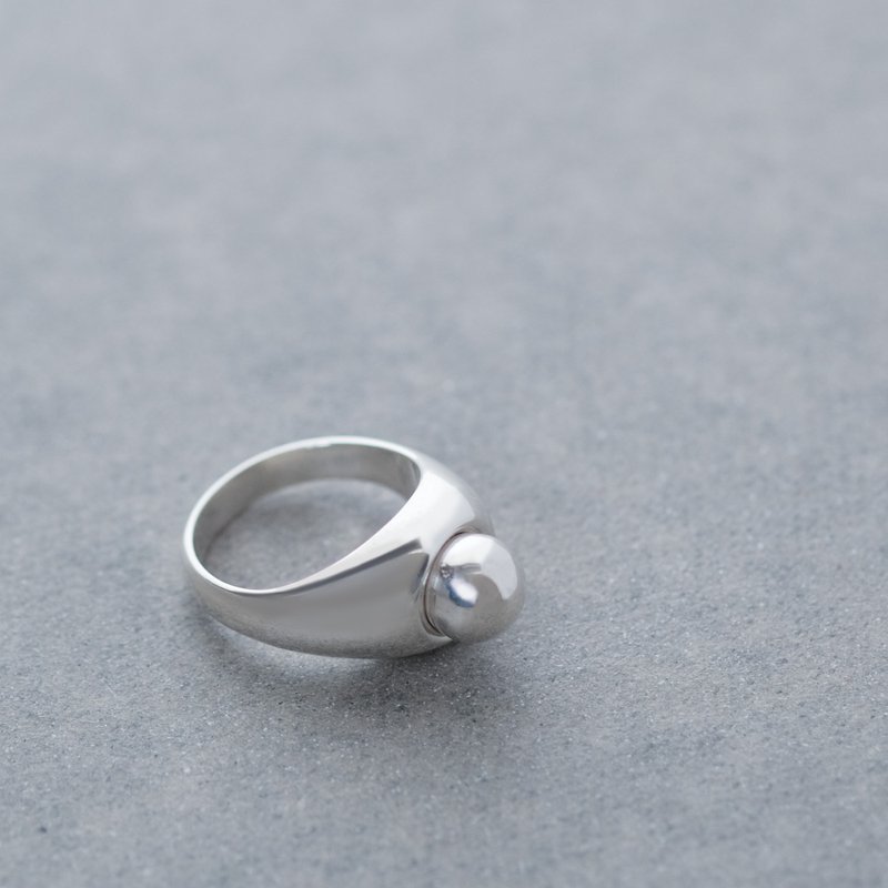 Silver Ball Eye Ring Silver 925 Men's Women's Unisex - แหวนทั่วไป - โลหะ สีเงิน